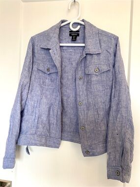 JONES & CO Light Blue Linen100% Button Jacket